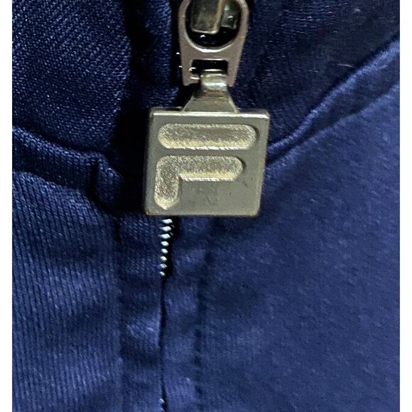 Fila Logo Track Jacket Full Zipper Navy Blue White Striped Sleeve Mens Large L - Picture 6 of 10